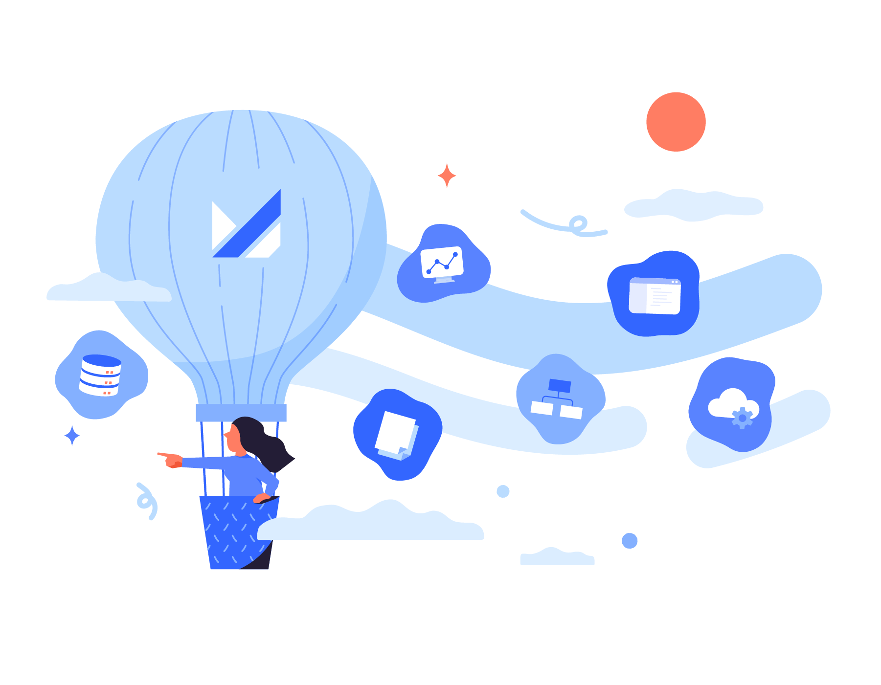Hot air balloon illustration for the Jinvoy configurable web application platform