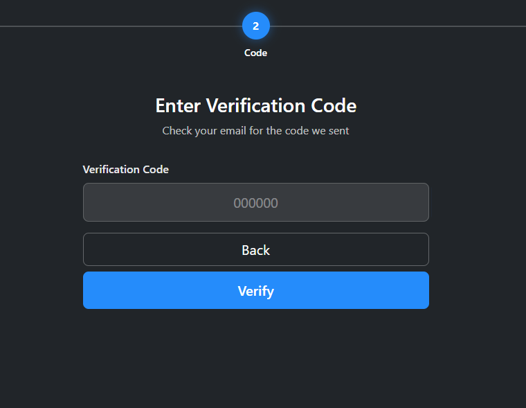 One-time password verification screen