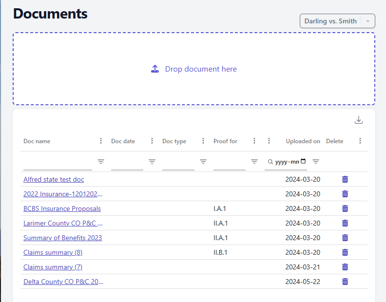 Documents file dropzone